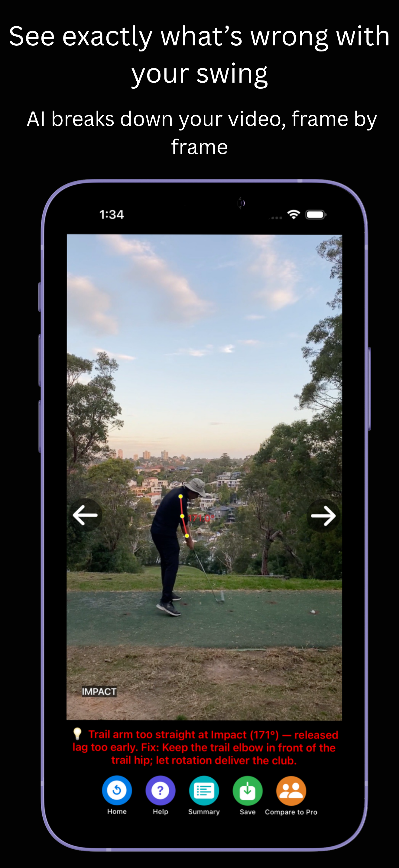 Detailed frame-by-frame swing analysis